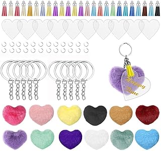 Set of virgin keychain in goodrun acrylic with pompoms, including a mini core-shaped plush keychain and transparent acrylic rings for vinyl projects and DIY supplies.. Shop across categories at DIAYTAR NIGERIA with the confidence of affordable prices and delivery within 8 days.