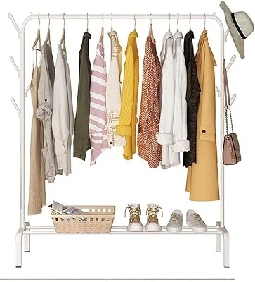 Dubai Gallery metal coat holder with 8 hooks, riding in robust clothing with upper rod and lower storage shelf, with bedroom clothing, living room, corridor.. DIAYTAR NIGERIA: Where value shopping meets reliable 5-8 day delivery across the nation.