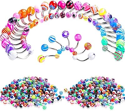 200 pieces 14g navel earrings, navel rings colored in stainless steel, acrylic balls, bodily drilling jewelry for women, acrylic stainless steel.. Shop smart, shop DIAYTAR - Nigeria's most affordable e-commerce platform with nationwide delivery.