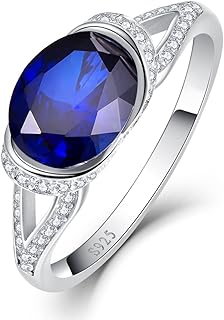 A sterling 925 silver ring with oval design dotted with a white cubic zircon for women, size 5-10, with blue sapphires, two pieces.. DIAYTAR NIGERIA: Where every click leads to affordable purchases delivered promptly to your door.