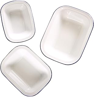 Set of 3 weback roast stoves in enamel, rectangular non -stick ceramic hob - white white with blue edge.. The smarter way to shop online in Nigeria is through DIAYTAR Nigeria.