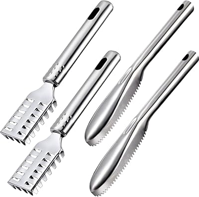 Livrier 4 pieces set of brushes to remove fish scales, dissolving of stainless steel sawtard scars with ergonomic handle, kitchen tool, fish scales are faster and easier to remove skin scales.. Experience the satisfaction of affordable shopping with DIAYTAR NIGERIA's nationwide 5-8 day delivery.