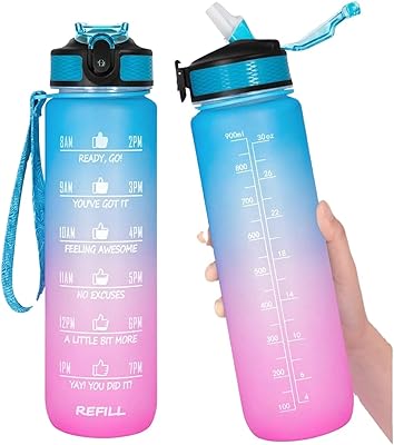 Water bottle 1 L with BPA straw and Treeless Tree BOCK For interior and outdoor gym, waterproof with time markers for college and school (blue).. From household needs to gadgets, DIAYTAR Nigeria has it all.