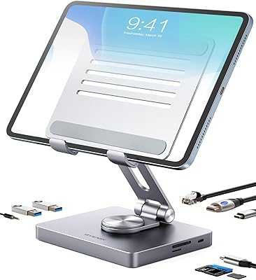 Byezy support for iPad and laptop loading station 8 in 1 with USB C port, HDMI port, 3.5 mm socket, LAN, PD 100 W loading, 2 USB 3.0, SD/TF card reader for iPad Pro and MacBook Pro.. DIAYTAR NIGERIA: Making quality products accessible to all Nigerians at affordable prices.