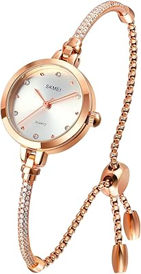 Watch for women with small diamond bracelet, pink gold color, luxury, thin, waterproof mode, relaxed quartz analog watch for girls and women, silver gift.. Experience the future of online shopping with DIAYTAR NIGERIA's extensive product range and competitive pricing.