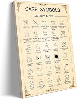 Wall poster on printed canvas with washing symbols, vintage infographic poster, framed bathroom decor (16 x 24 cm).. Shop with purpose and save with DIAYTAR NIGERIA's extensive platform and nationwide delivery service.