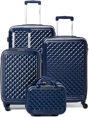 A set of roller travel bags with a rigid shell with swivel casters and a 3 -digit number padlock, blue, batch of 4.. DIAYTAR NIGERIA transforms online retail with unbeatable prices and consistent delivery timeframes.