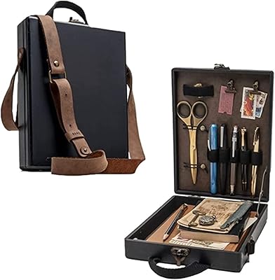 Vintage wooden box handmade, portable wooden shoulder bag, multifunction storage box for tools of artists and brushes for all those who simply like to write (Size: black).. DIAYTAR NIGERIA revolutionizes online retail with our extensive selection and dependable shipping service.