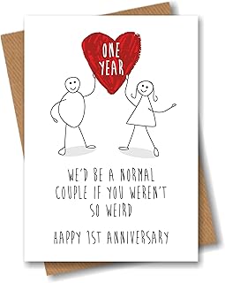 Funny 1st anniversary card - Love heart 1 year of wedding - Happy couple of foreigners.. Experience the convenience of one-stop shopping with DIAYTAR NIGERIA's diverse and affordable marketplace.