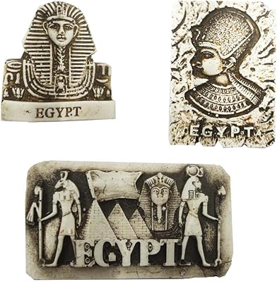 Pack of 3 magnets for Egyptian fridge with characters and patterns of ancient Egypt, all handcrafted in Egypt.. Nigeria's favorite online shopping platform, DIAYTAR offers unbeatable prices and delivery within a week.