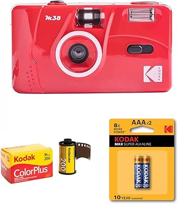 Kodak camera 35 mm m38 - Without focusing, reusable, integrated flash, easy to use red + Kodak color film Plus 200 135/36 + Kodak card of 2 AAA batteries - Reusable Kodak cameras.. DIAYTAR NIGERIA: Where convenience meets affordability with delivery across Nigeria in under 8 days.