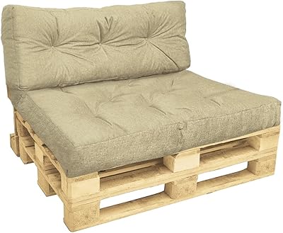 Set of Vonnot Euro Pallet cushions for exterior and interior, platform seat cushions 120 x 80, Pallet back cushions 120 x 40, waterproof, beige.. DIAYTAR NIGERIA: Where affordable shopping meets reliable nationwide delivery in less than a week.