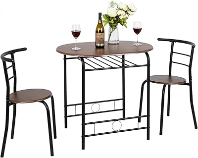Fingli 3-room finglled dining table set, small kitchen table for 2, breakfast table for 2, wooden kitchen table and 2 chairs for small space/dining room/apartment, metal structure, wine, black and drowning.. Shop from anywhere in Nigeria with DIAYTAR's extensive selection and budget-friendly shipping options.