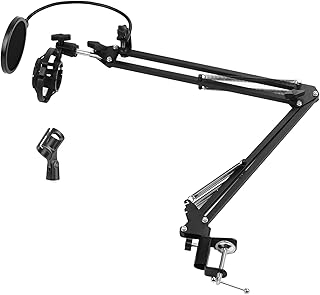 Adjustable and foldable microphone foot, Robust metal microphone foot with anti-shock holder and anti-pop filter for studio recording, live broadcast and online singing.. Shop smarter with Nigeria's premier e-commerce platform, featuring affordable products delivered nationwide.