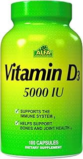 Alfa Vitamins Vitamin D3 5000 IU - Immune strengthening - Sainting joints and bones - 100 capsules.. Shop for everything you need at DIAYTAR NIGERIA, with budget-friendly prices and quick delivery.