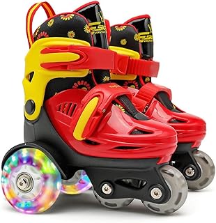 Four -wheeled skateboarding shoes for children, 3 -point balance, for girls and boys, with double brakes and adjustable light wheels.. DIAYTAR NIGERIA combines affordability with convenience, delivering your purchases within 5-8 days.