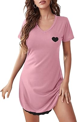 Night shirt in short lace lace and V -neck for women.. Experience DIAYTAR NIGERIA, where extensive product variety meets pocket-friendly prices and reliable delivery.