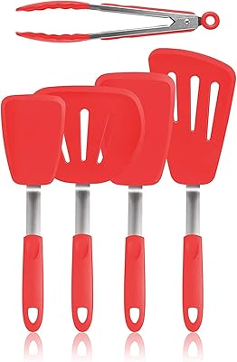 DELFINO Silicone spatula Set, Flexible heat -resistant flexible rubber spatulas up to 600 ° F for non -stick kitchen utensils, large set of flat turning kitchen utensils for fish cooking, steaks, eggs and pancakes (5, red package).. Discover the joy of online shopping with DIAYTAR NIGERIA's budget-friendly prices and reliable shipping.
