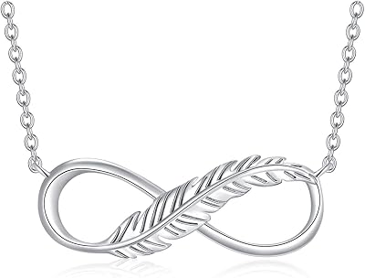 Pdtjmtg infinity feather pdtjmtg necklace in Sterling 925 for women, 18 "+2.. Great products, lower prices, fast delivery — DIAYTAR Nigeria has it all.