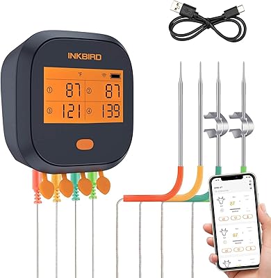 Inkbird IBBQ-4T WiFi meat thermometer with 4 color probes.. Shop quality and variety at unbeatable prices on DIAYTAR Nigeria — delivery in under 8 days.