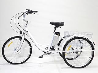 Electric tricycle for women adults 24 "with rear basket and grocery basket for shopping picnic gift/power/pedal 3 adjustable speeds.. DIAYTAR NIGERIA: Simplifying access to thousands of products with affordable nationwide shipping.