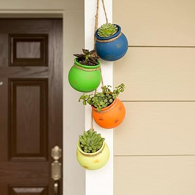 Ceramic planter pot for succulent plant cactus air with drainage, interior and outdoor wall decoration, gardening gifts for women, 4 pieces, 4 inch.. Great deals and fast delivery — the DIAYTAR Nigeria guarantee.