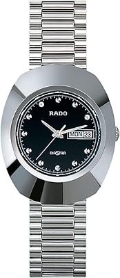 Original quartz watch Rado Diastar with stainless steel bracelet, silver, 35 mm, model R12391153, black, black, quartz watch.. Shop anytime, receive on time — only with DIAYTAR Nigeria.