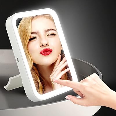 Boykim desktop makeup mirror, rechargeable by USB, variable intensity touch screen, 3 colors, foldable cosmetic mirror for travel bags.. Your everyday shopping companion, DIAYTAR NIGERIA offers unbeatable value with nationwide delivery.