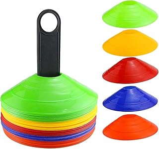 Faxco 50 marking discs, football cones with training for training, football, sport, field cones for outdoor play supplies (5 colors).. Shop smart, shop DIAYTAR - Nigeria's most affordable e-commerce platform with nationwide delivery.