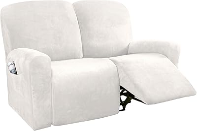 6 parts of two -seater AM sofa covers, stretch velvet covers for two cushions, thick and washable furniture covers with personalized design (broken white).. DIAYTAR NIGERIA: Where every search yields affordable results delivered promptly to your door.