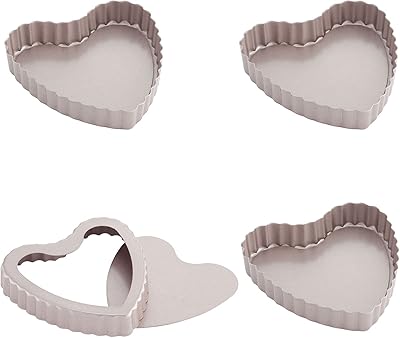 Set of mini 4 -inch pie molds made by a chief with removable non -stick heart -shaped background for baked cooking and instant pot (clear gold).. DIAYTAR NIGERIA connects desires with reality through affordable prices and reliable delivery service.