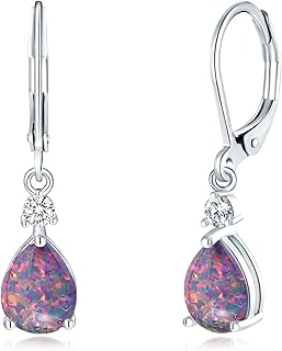 Pendant earrings in opal in the shape of a 14 -carat plated Liverback Plated Larme for Women and Girls.. DIAYTAR NIGERIA: Where shopping is affordable, selection is vast, and delivery is always reliable.
