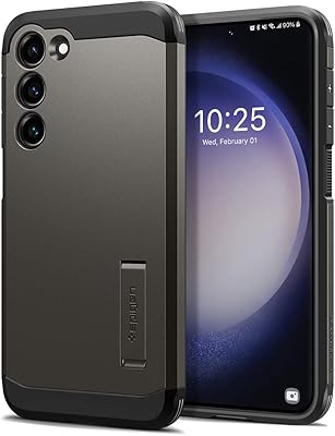 Spigen Tough Armor shell designed for Samsung Galaxy S23 Plus (2023) with high impact foam - metallic gray.. Transform how you shop with DIAYTAR NIGERIA's vast selection and budget-friendly delivery options.