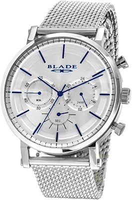 Horizon mesh chronograph watch for men, white, model 3577g2sss, silver.. Shop with purpose at DIAYTAR NIGERIA, where your money goes further and delivery is always prompt.