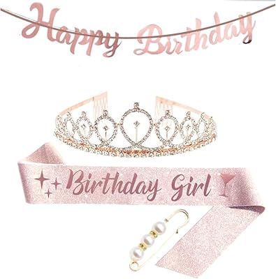 4 pieces Girls gold pink sequins birthday rhinestones belt crown together.. Experience the DIAYTAR difference with our vast product selection and delivery within 5-8 days.