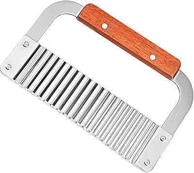 Potato slicer in stainless steel - robust curling cutting tools with wooden handle for carrot vegetables.. DIAYTAR NIGERIA: Bringing quality products to every Nigerian with affordable nationwide delivery.