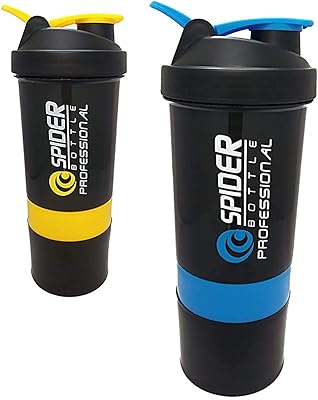 Shaker protein bottle W.O.F.R. Spider with 2 additional compartments for the gym - 500 ml (lot of 2).. DIAYTAR NIGERIA puts thousands of products at your fingertips with affordable prices and delivery within a week.