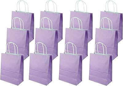 Set of showway paper bags with handles, 12 pieces, 15 x 21 x 8 cm, purple, PSB2771p.. Experience DIAYTAR NIGERIA, where extensive product variety meets pocket-friendly prices and reliable delivery.