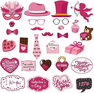 Set of accessories for Photoaton for Valentine's Day - 28 pieces of party decorations.. Shop with confidence at DIAYTAR NIGERIA, Nigeria's premier affordable e-commerce platform.