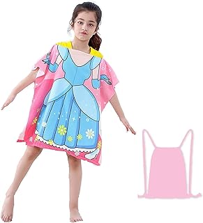 Large GO Indigo Kids beach towel, children's hooded towel for 3 to 10 years old with cord bag (princess).. Great deals and fast delivery — the DIAYTAR Nigeria guarantee.