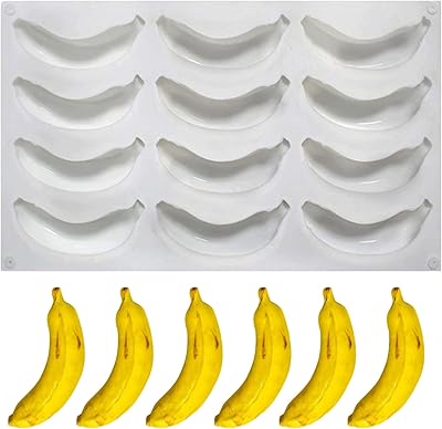 ONN BNN Banana cake mold with 12 cavities, creative banana silicone mold, 3D 3D mussels with French fruit candies, chocolate candy mussels, cake decoration also for candles and soaps.. Discover the convenience of DIAYTAR NIGERIA's vast e-commerce platform with delivery in just 5-8 days.