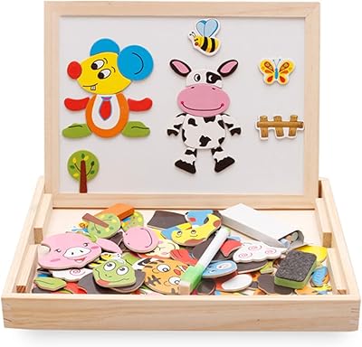 An educational toy for children, a multi-purpose magnetic drawing board in black wood with animal images.. Your go-to destination for affordable online shopping, DIAYTAR NIGERIA delivers in under 8 days.