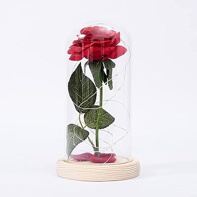 LED light garland on a glass and wood flower, an elegant eternal flower (red).. DIAYTAR NIGERIA combines extensive variety with budget-friendly prices and prompt nationwide delivery.