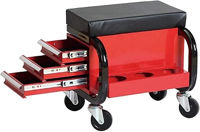 Mobile workshop stool with casters and 3 storage drawers, load capacity approximately 135 kg, 39 x 37 x 37 cm.. Experience the convenience of online shopping with DIAYTAR NIGERIA's reliable 5-8 day delivery service.