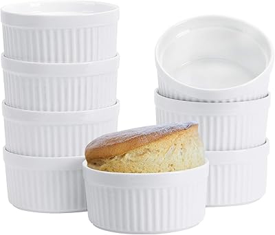 Set of 8 porcelain soufflé meals going to the oven for crème brûlée, custard, lava cake, pudding, pies, mini desserts and mini ramek cooking dishes of 8 oz.. DIAYTAR NIGERIA delivers on our promise of extensive selection and budget-friendly nationwide shipping.
