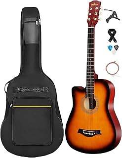 Migaria acoustic guitar set, Sunburst guitar, cover, capodastre, mediators and strings.. DIAYTAR Nigeria brings you closer to everything you need — fast delivery, low costs, and variety.