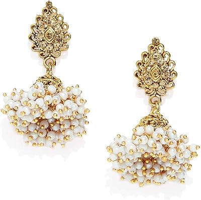Gomoke Earrings Vintage Gold Placked 22 carats Zafiri Pearls for women (ZPFK7450), pearl.. DIAYTAR NIGERIA brings affordable shopping to your fingertips with reliable delivery in less than 8 days.