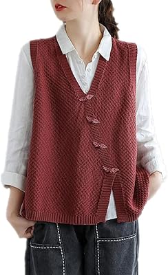 Plusl knitted sweater for women - Sleeveless Pull with plain button, V -neck, split vest on the side, knitted sweaters.. DIAYTAR NIGERIA revolutionizes online shopping with competitive prices and reliable 5-8 day delivery.