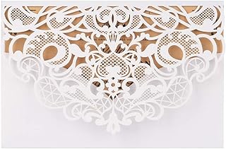 White wedding invitation kit, laser cut wedding invitation with envelopes and interior papers for wedding, birthday party, baby shower, 50 package.. Shop smart, shop DIAYTAR - Nigeria's most affordable e-commerce platform with nationwide delivery.