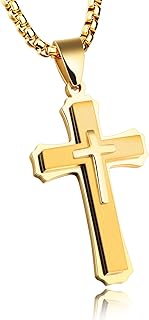 Classical cross necklace for men boy silver black gold stainless steel crucifix crosses pendant religious jewelry gift box 24.6 inches, stainless steel, cubic zirconia.. Your one-click solution to affordable shopping, DIAYTAR NIGERIA delivers quality products nationwide.